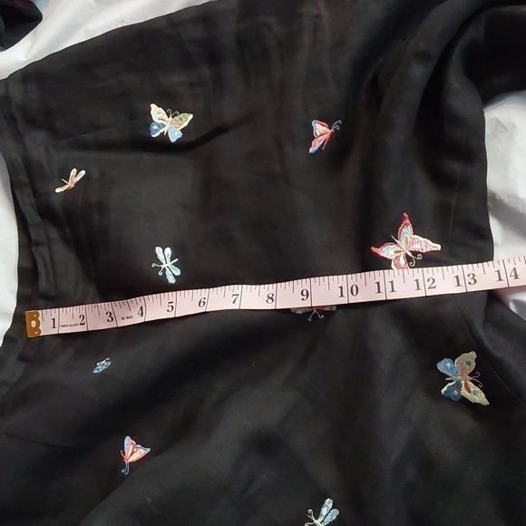 Talbots Irish Linen Black Trousers Novelty Bug/butterfly Embellish Pants Sz.12 - Picture 14 of 16